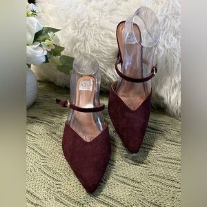 Dolce Vita Burgundy Suede Pointed Ankle-Strap Mules